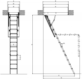 Sklápacie segmentové schody s kovovým rebríkom
